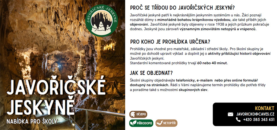 Javoříčské jeskyně - pro školy